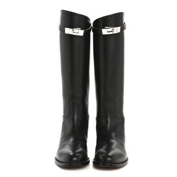 HERMES Box Kelly Jumping Boots 39 Black