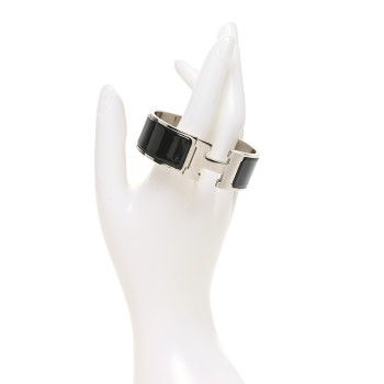 HERMES Enamel Wide Clic Clac H Bracelet PM Black