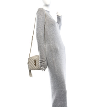 SAINT LAURENT Calfskin Matelasse Monogram Lou Camera Bag Blanc Vintage