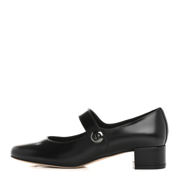 CHRISTIAN DIOR Brushed Calfskin Uniform 30mm Pumps 37 Black