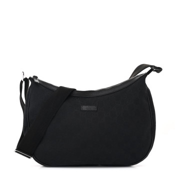 GUCCI Monogram Medium Half Moon Hobo Black