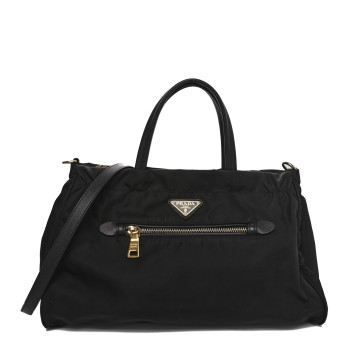 PRADA Tessuto Nylon Saffiano Shopping Tote Black
