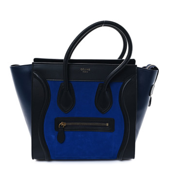 CELINE Nubuck Smooth Calfskin Micro Tri-Color Luggage Bright Blue