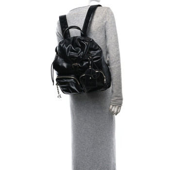 LOUIS VUITTON Shiny Calfskin Montsouris Cargo Backpack Black