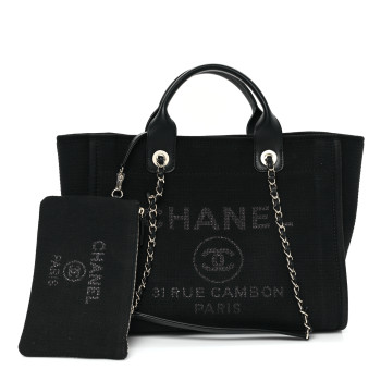 CHANEL Mixed Fibers Small Deauville Tote Black