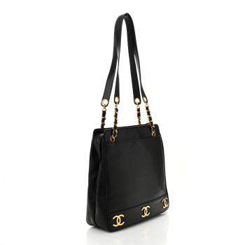 CHANEL Caviar CC Shoulder Bag Black