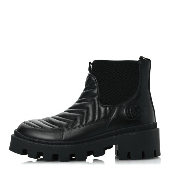 GUCCI Calfskin Nappa Matelasse Frances Chelsea Boots 37 Black
