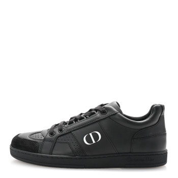 CHRISTIAN DIOR Calfskin Suede Logo Sneakers 36.5 Black
