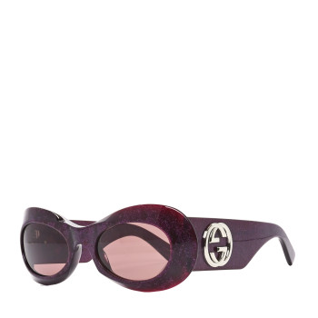 GUCCI Acetate Glitter Oval Frame Sunglasses GG1696S Purple