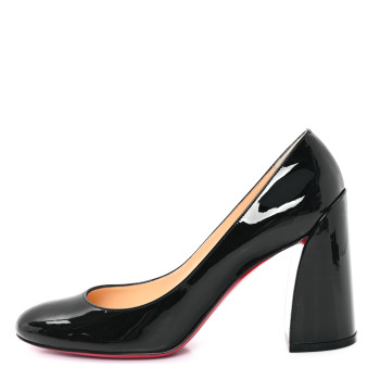 CHRISTIAN LOUBOUTIN Patent Calfskin Miss Sab 85 Pumps 38.5 Black