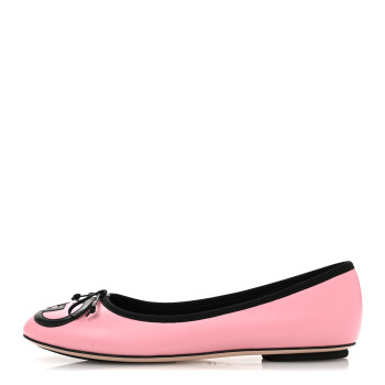 GUCCI Malaga Kid Jarret Ballet Flats 38 Pink Black