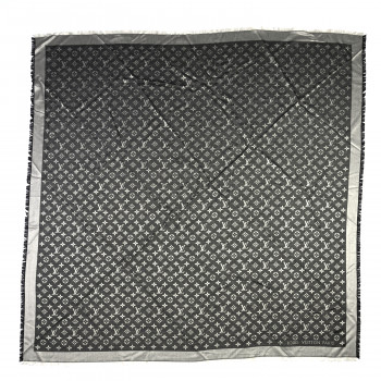 LOUIS VUITTON Silk Wool Monogram Denim Shawl Black