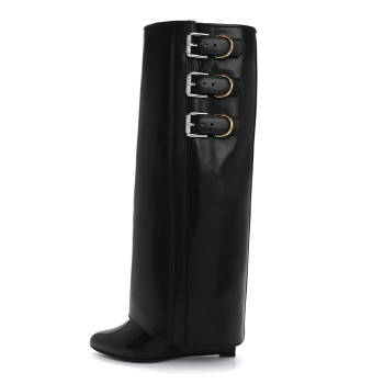 GIVENCHY Calfskin Shark Buckle Pant Boots 39 Black