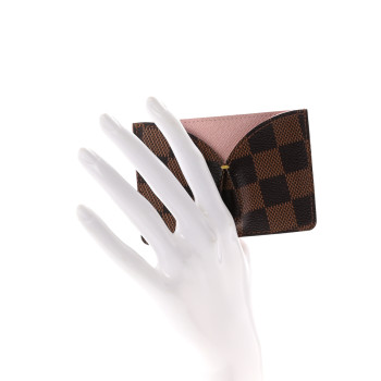 LOUIS VUITTON Damier Ebene Caissa Card Holder Rose Ballerine