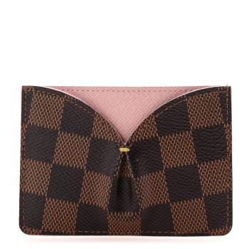 LOUIS VUITTON Damier Ebene Caissa Card Holder Rose Ballerine