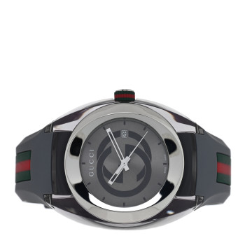 GUCCI Stainless Steel Rubber 46mm Sync Web Quartz Watch Grey