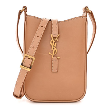 SAINT LAURENT Smooth Calfskin Le 5 A 7 Vertical Hobo Brown Gold