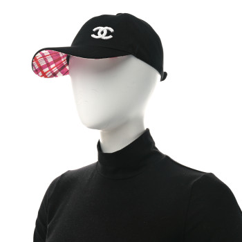 CHANEL Cotton CC Cap Hat Black