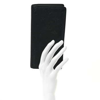 LOUIS VUITTON Calfskin Monogram Shadow Brazza Wallet Black