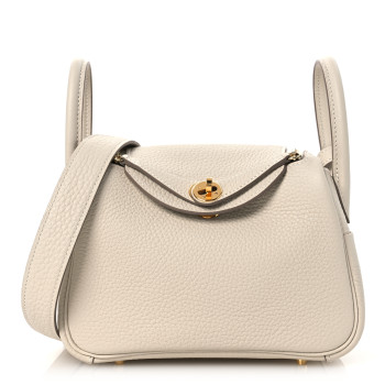 HERMES Taurillon Clemence Mini Lindy 20  Beton