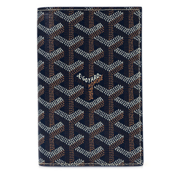 GOYARD Goyardine Grenelle Passport Wallet Navy