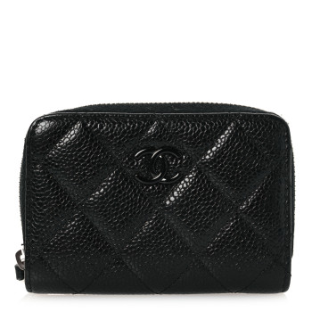 CHANEL Caviar Quilted Incognito Zip Coin Purse Black