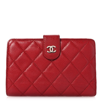 CHANEL Caviar Quilted CC French Wallet Red