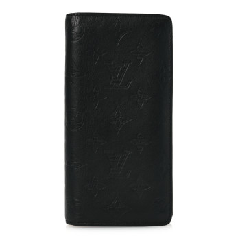 LOUIS VUITTON Calfskin Monogram Shadow Brazza Wallet Black