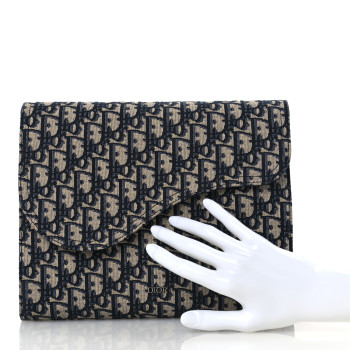 CHRISTIAN DIOR Oblique Jacquard Saddle Diary 45 Pouch Blue