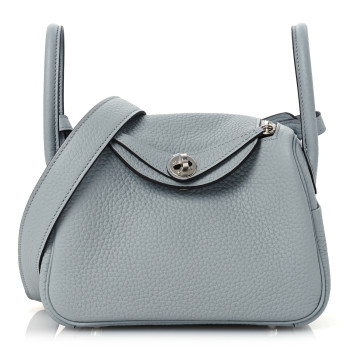 HERMES Taurillon Clemence Mini Lindy 20 Bleu Glacier