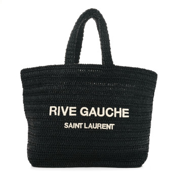 SAINT LAURENT Raffia Rive Gauche Tote Black