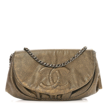 CHANEL Metallic Caviar Half Moon Wallet On Chain WOC Bronze