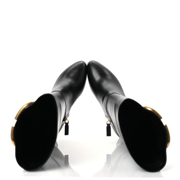 VALENTINO GARAVANI Calfskin Vlogo Knee High 85mm Boots 41 Black