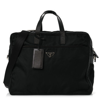 PRADA Tessuto Nylon Saffiano Briefcase Black