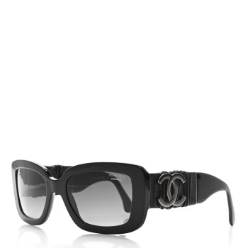 CHANEL Acetate Calfskin Polarized Square Sunglasses 5473-Q Black