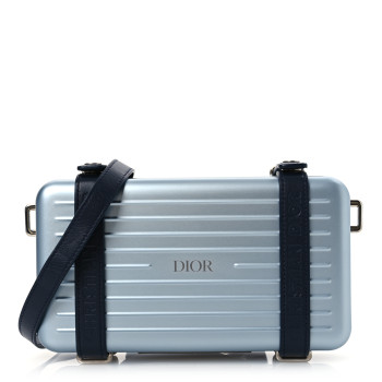 CHRISTIAN DIOR X RIMOWA Aluminum Personal Clutch On Strap Bleu