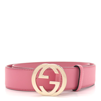 GUCCI Moon Calfskin Interlocking G 37mm Belt 80 32 Glossy Pink