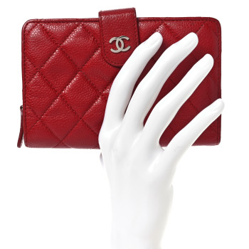 CHANEL Caviar Quilted CC French Wallet Red