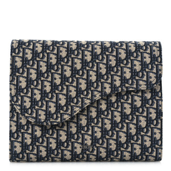 CHRISTIAN DIOR Oblique Jacquard Saddle Diary 45 Pouch Blue