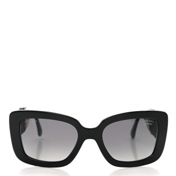 CHANEL Acetate Calfskin Polarized Square Sunglasses 5473-Q Black