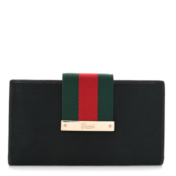 GUCCI Monogram Ladies Web Continental Wallet Black