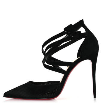 CHRISTIAN LOUBOUTIN Veau Velours Perforated Victorilla 100 Pumps 39 Black