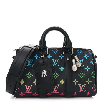 LOUIS VUITTON Monogram Iridescent Keepall Bandouliere 25 Black