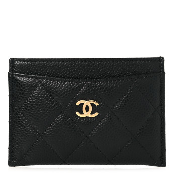 CHANEL Caviar Quilted Card Holder Black