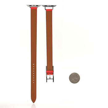 HERMES Swift Apple Watch Attelage Double Tour Band Orange Field