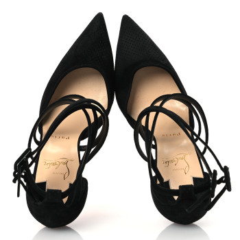CHRISTIAN LOUBOUTIN Veau Velours Perforated Victorilla 100 Pumps 39 Black