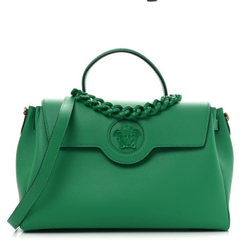 VERSACE Calfskin Large La Medusa Bag Green