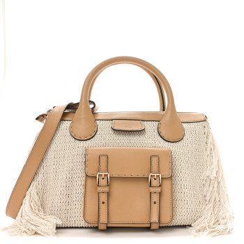 CHLOE Cotton Calfskin Medium Edith Day Bag Soft Tan