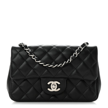 CHANEL Lambskin Quilted Mini Rectangular Flap Black