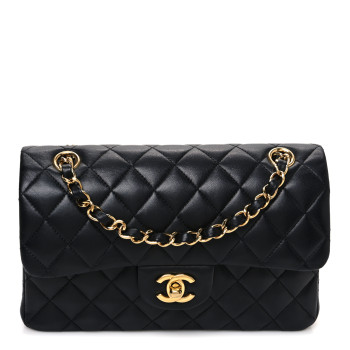 CHANEL Lambskin Quilted Small Double Flap Black